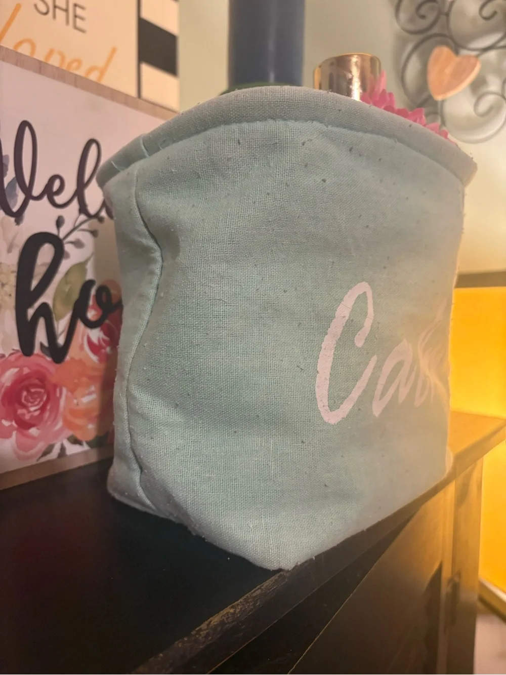 Calm Canvas Storage Bin in Light Mint